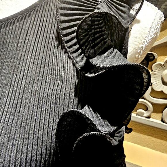 Zara Ruffled Black L Pleated Top Croquette Girly Whimsical Y2K Office Ruffled - Picture 7 of 10